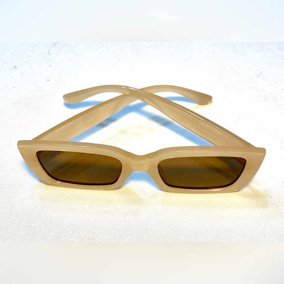 retro square Color sunglasses UV blocking beige brown tint - Picture 6 of 15